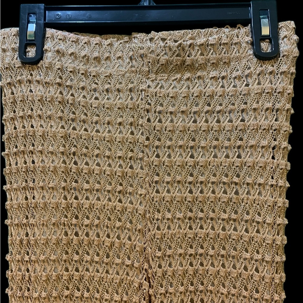 French Made Gold Tan Crochet Flare Pants - Picture 4 of 10